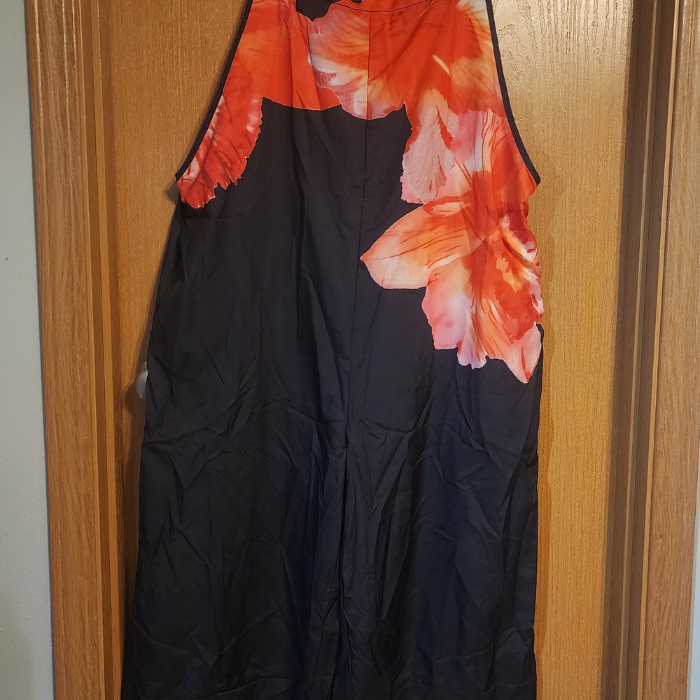 Floral Black and Red Women's Dress
